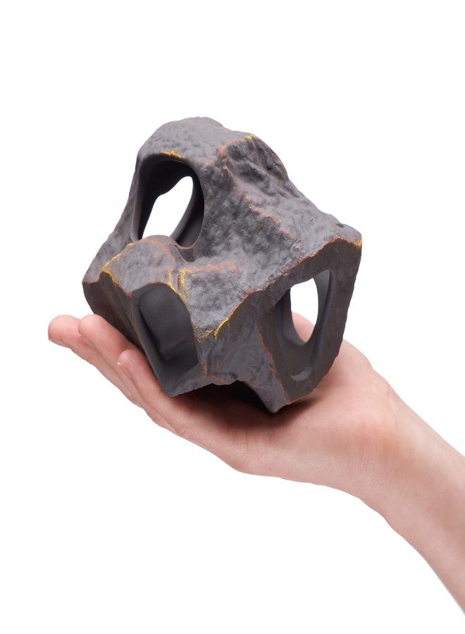 Plecoceramics ديكورات سيراميكية لأحواض السمك من Plecoceramics، ديكور حجري على شكل كهف لأسماك البيتا - ديكور مخبأ لأحواض أسماك الزينة لتربية أسماك السيكلد، ألعاب أسماك البليكو والبيتا (بولدر) - Image 3